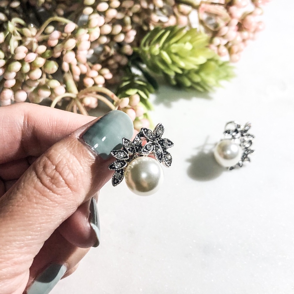 SPECIAL👑Vintage Style Rhinestones Pearl Earrings - Picture 2 of 3